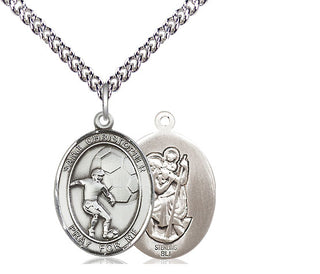 Sterling Silver Saint Christopher Soccer Medal Religious Jewelry