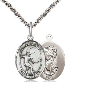 Sterling Silver Saint Christopher Soccer Medal Religious Jewelry