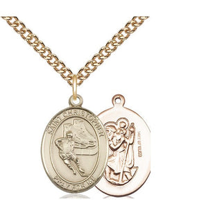 14kt Gold Filled Saint Christopher Hockey Medal Religious Jewelry