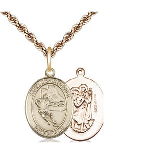 14kt Gold Filled Saint Christopher Hockey Medal Religious Jewelry