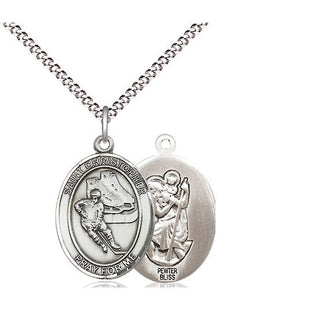 Pewter Saint Christopher Hockey Medal Religious Jewelry