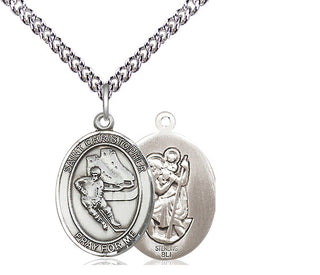 Sterling Silver Saint Christopher Hockey Medal Religious Jewelry