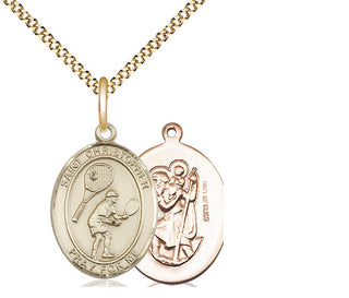 14kt Gold Filled Saint Christopher Tennis Medal Religious Jewelry