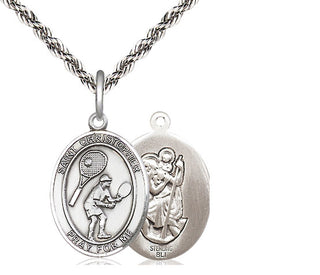 Sterling Silver Saint Christopher Tennis Medal Religious Jewelry