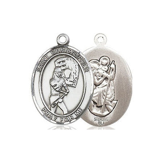 Sterling Silver Saint Christopher Softball Medal Religious Jewelry