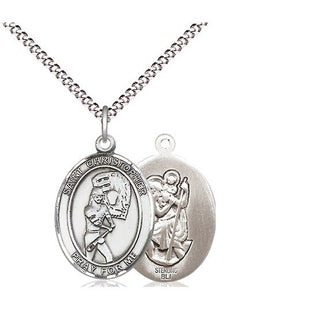 Sterling Silver Saint Christopher Softball Medal Religious Jewelry