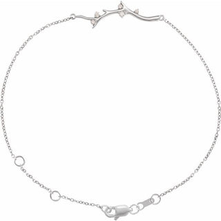 Sterling Silver .06 CTW Natural Diamond Branch Bar 6 1/2-7 1/2" Bracelet