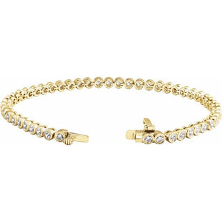 14K Yellow 3 1/2 CTW Lab-Grown Diamond Bezel-Set 7" Bracelet