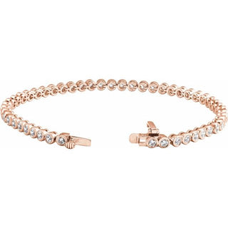14K Rose 3 1/2 CTW Lab-Grown Diamond Bezel-Set 7" Bracelet