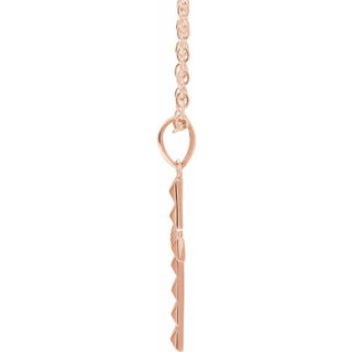 14K Rose Pyramid Cross 20" Necklace