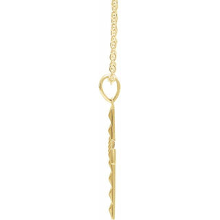 14K Yellow Pyramid Cross 20" Necklace
