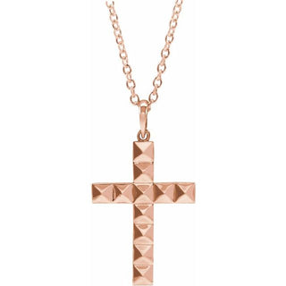 14K Rose Pyramid Cross 20" Necklace