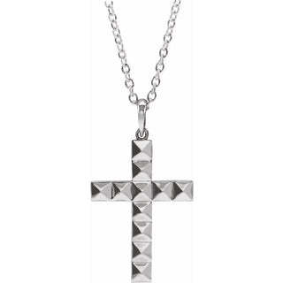 Platinum Pyramid Cross 20" Necklace