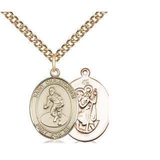 14kt Gold Saint Christopher Wrestling Medal