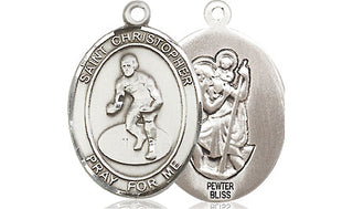 Pewter Saint Christopher Wrestling Medal