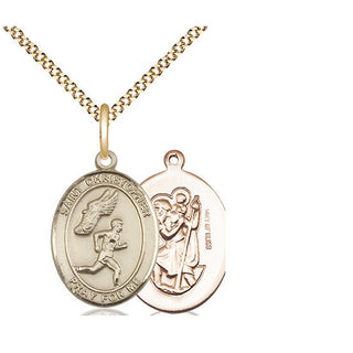 14kt Gold Filled Saint Christopher Track&Field Medal Religious Jewelry