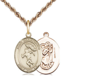 14kt Gold Filled Saint Christopher Track&Field Medal Religious Jewelry