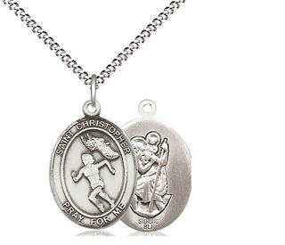 Sterling Silver Saint Christopher Track&Field Medal Religious Jewelry