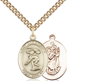14kt Gold Saint Christopher Swimming Medal