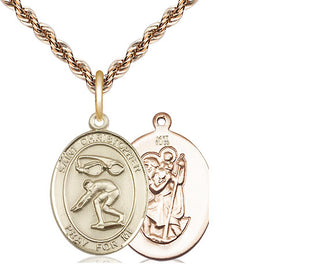 14kt Gold Saint Christopher Swimming Medal