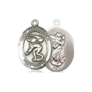 Sterling Silver Saint Christopher Swimming Medal Religious Jewelry
