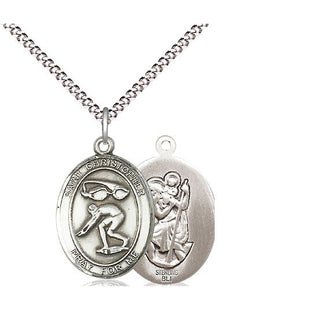 Sterling Silver Saint Christopher Swimming Medal Religious Jewelry