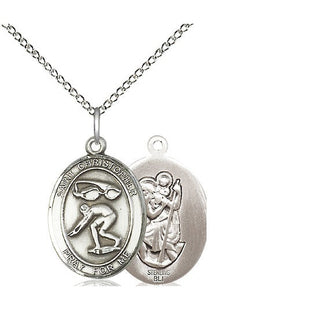 Sterling Silver Saint Christopher Swimming Medal Religious Jewelry