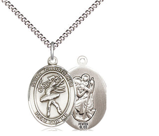 Pewter Saint Christopher Dance Medal Religious Jewelry