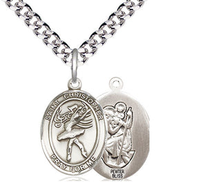 Pewter Saint Christopher Dance Medal Religious Jewelry