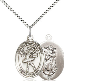 Sterling Silver Saint Christopher Dance Medal Religious Jewelry