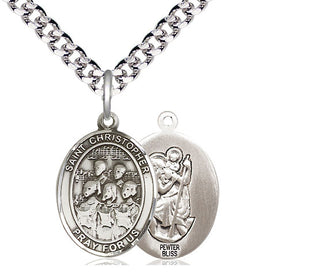 Pewter Saint Christopher Choir Medal Religious Jewelry