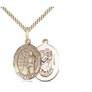 14kt Gold Filled Saint Christopher Karate Medal Religious Jewelry