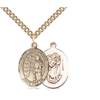 14kt Gold Filled Saint Christopher Karate Medal Religious Jewelry