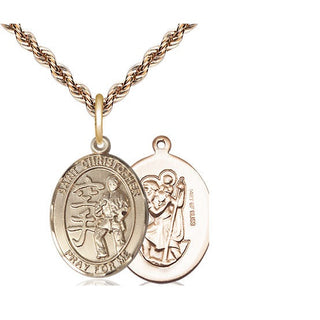 14kt Gold Filled Saint Christopher Karate Medal Religious Jewelry