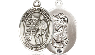Pewter Saint Christopher Karate Medal