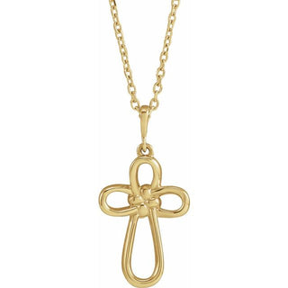 14K Yellow Knotted Cross 16-18" Necklace