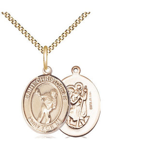 14kt Gold Filled Saint Christopher Lacrosse Medal Religious Jewelry
