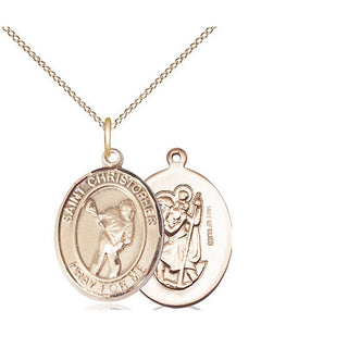 14kt Gold Filled Saint Christopher Lacrosse Medal Religious Jewelry