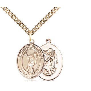 14kt Gold Filled Saint Christopher Lacrosse Medal Religious Jewelry