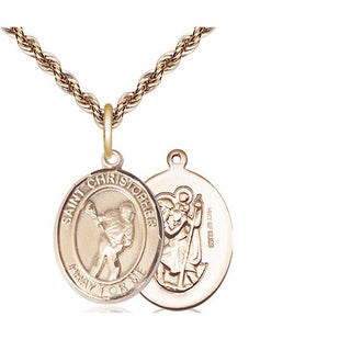 14kt Gold Filled Saint Christopher Lacrosse Medal Religious Jewelry
