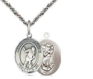 Sterling Silver Saint Christopher Lacrosse Medal Religious Jewelry