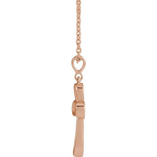14K Rose Knotted Cross 16-18" Necklace