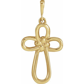 14K Yellow Knotted Cross Pendant