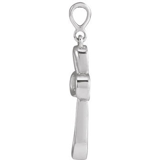 14K White Knotted Cross Pendant