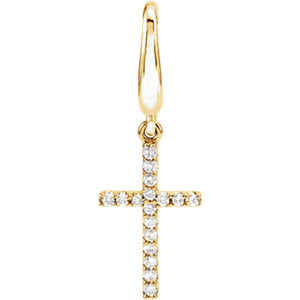 14K Gold .08 CTW Diamond Petite Cross Charm