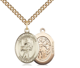 14kt Gold Filled Saint Sebastian Baseball Medal Religious Jewelry
