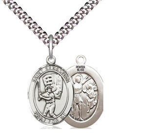 Pewter Saint Sebastian Baseball Medal Religious Jewelry