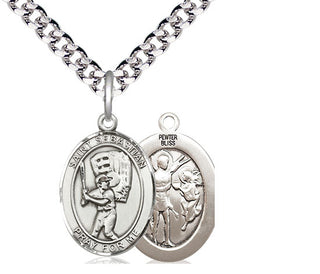 Pewter Saint Sebastian Baseball Medal Religious Jewelry