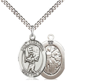 Pewter Saint Sebastian Baseball Medal Religious Jewelry