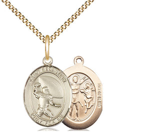 14kt Gold Filled Saint Sebastian Football Medal Religious Jewelry
